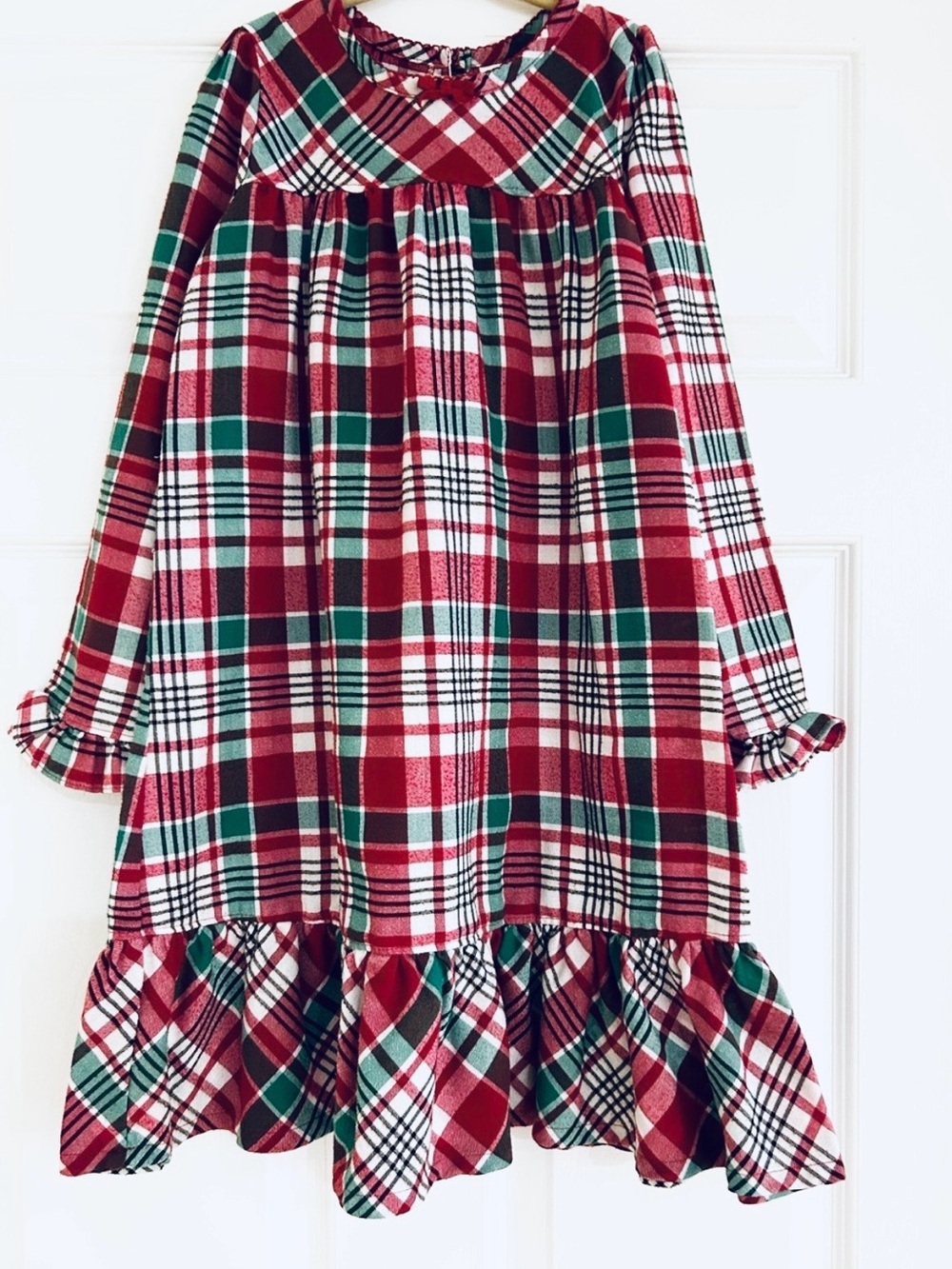 GYMBOREE Plaid Flannel Ruffle Hem Nightgown